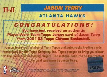 2001-02 Topps Chrome - Team Topps Jerseys #TT-JT Jason Terry Back
