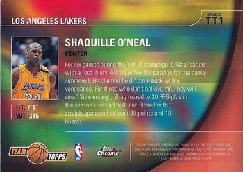 2001-02 Topps Chrome - Team Topps Refractors #TT1 Shaquille O'Neal Back