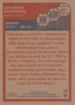 2001-02 Topps Heritage - Air Alert #AIR1 Shawn Marion Back