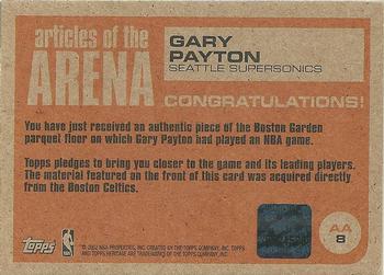 2001-02 Topps Heritage - Articles of the Arena Relics #AA8 Gary Payton Back