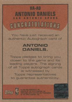 2001-02 Topps Heritage - Autographs #HA-AD Antonio Daniels Back