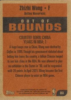 2001-02 Topps Heritage - Out of Bounds #OO3 Wang ZhiZhi Back