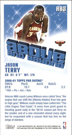 2001-02 Topps High Topps - Above and Beyond #AB3 Jason Terry Back