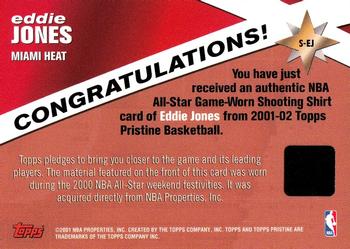 2001-02 Topps Pristine - Slice of a Star #S-EJ Eddie Jones Back