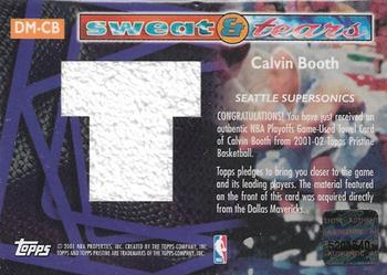 2001-02 Topps Pristine - Sweat and Tears #DM-CB Calvin Booth Back
