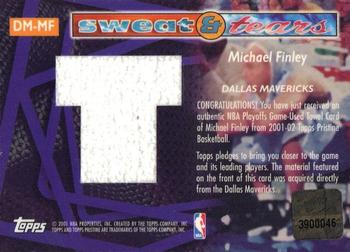 2001-02 Topps Pristine - Sweat and Tears #DM-MF Michael Finley Back