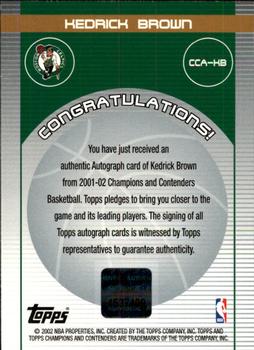 2001-02 Topps TCC - Autographs #CCA-KB Kedrick Brown Back