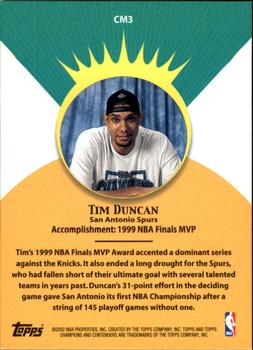 2001-02 Topps TCC - Crowning Moment #CM3 Tim Duncan Back