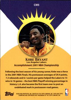 2001-02 Topps TCC - Crowning Moment #CM5 Kobe Bryant Back