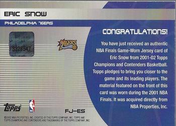 2001-02 Topps TCC - Finals Journey #FJ-ES Eric Snow Back