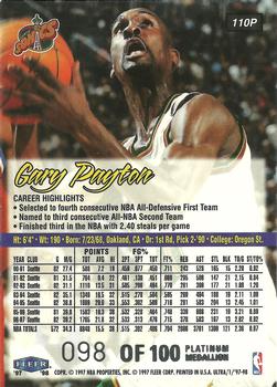 1997-98 Ultra - Platinum Medallion #110P Gary Payton Back