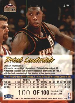 1997-98 Ultra - Platinum Medallion #31P Priest Lauderdale Back
