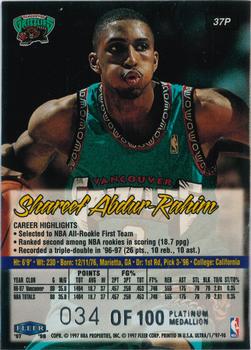1997-98 Ultra - Platinum Medallion #37P Shareef Abdur-Rahim Back