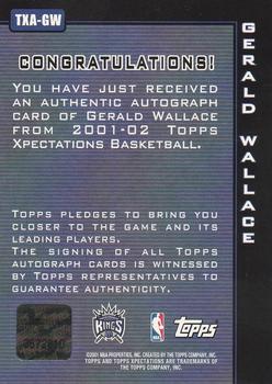 2001-02 Topps Xpectations - Autographs #TXA-GW Gerald Wallace Back