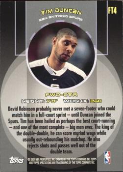 2001-02 Topps Xpectations - Forward Thinking #FT4 Tim Duncan Back