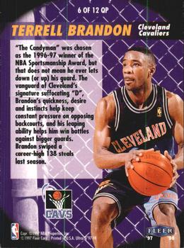 1997-98 Ultra - Quick Picks #6 QP Terrell Brandon Back