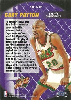1997-98 Ultra - Quick Picks #5 QP Gary Payton Back