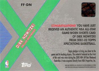 2001-02 Topps Xpectations - Future Features #FF-DN Dirk Nowitzki Back