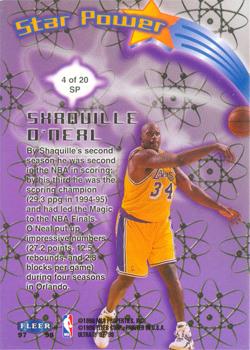1997-98 Ultra - Star Power #4 SP Shaquille O'Neal Back