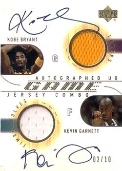 2001-02 Upper Deck - Autographed UD Game Jersey Combos #KB/KG Kobe Bryant / Kevin Garnett Front