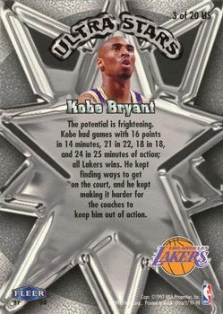 1997-98 Ultra - Ultra Stars #3 US Kobe Bryant Back
