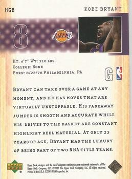 2001-02 Upper Deck - Higher Ground #HG8 Kobe Bryant Back