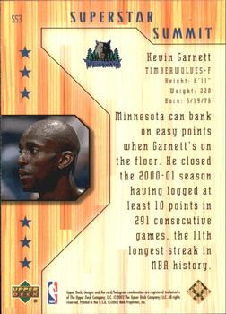 2001-02 Upper Deck - Superstar Summit #SS3 Kevin Garnett Back