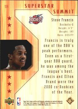 2001-02 Upper Deck - Superstar Summit #SS9 Steve Francis Back