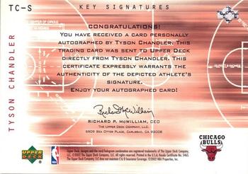 2001-02 Upper Deck Flight Team - Key Signatures #TC-S Tyson Chandler Back