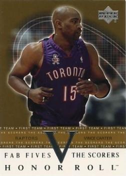 2001-02 Upper Deck Honor Roll - Fab Fives The Scorers #F5-S3 Vince Carter Front