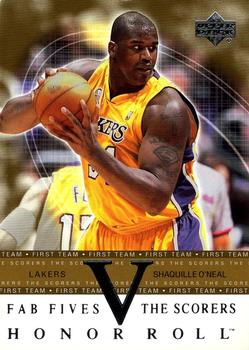 2001-02 Upper Deck Honor Roll - Fab Fives The Scorers #F5-S4 Shaquille O'Neal Front