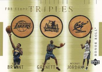 2001-02 Upper Deck Honor Roll - Fab Floor Triples #KB/KG/MJ Kobe Bryant / Kevin Garnett / Michael Jordan Front