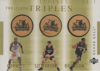 2001-02 Upper Deck Honor Roll - Fab Floor Triples #KG/WS/TB Kevin Garnett / Wally Szczerbiak / Terrell Brandon Front