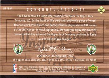 2001-02 Upper Deck Inspirations - Hardwood Imagery Combo #PP/AW Antoine Walker / Paul Pierce Back