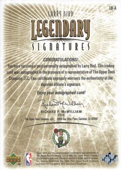2000-01 Upper Deck Legends - The Fiorentino Collection Autographed #LB-A Larry Bird Back