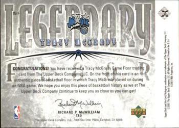 2000-01 Upper Deck Legends - Legendary Floor #TM-F Tracy McGrady Back