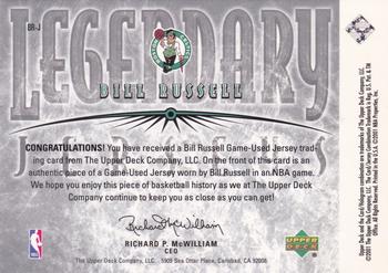 2000-01 Upper Deck Legends - Legendary Jerseys #BR-J Bill Russell Back