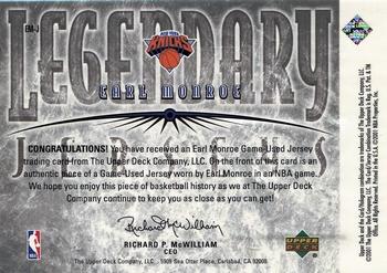 2000-01 Upper Deck Legends - Legendary Jerseys #EM-J Earl Monroe Back