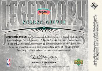 2000-01 Upper Deck Legends - Legendary Jerseys #GG-J George Gervin Back