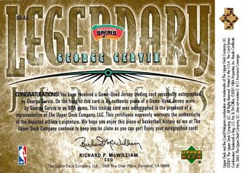 2000-01 Upper Deck Legends - Legendary Jerseys Autographed #GG-AJ George Gervin Back