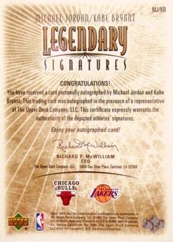 2000-01 Upper Deck Legends - Legendary Signatures #MJ-KB Michael Jordan / Kobe Bryant Back
