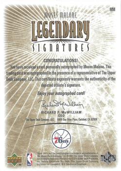 2000-01 Upper Deck Legends - Legendary Signatures #MM Moses Malone Back