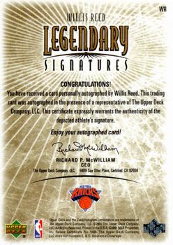 2000-01 Upper Deck Legends - Legendary Signatures #WR Willis Reed Back