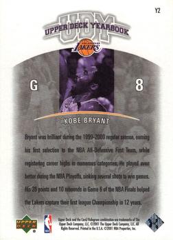 2000-01 Upper Deck Legends - Yearbook (UDY) #Y2 Kobe Bryant Back
