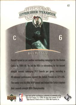 2000-01 Upper Deck Legends - Yearbook (UDY) #Y7 Bill Russell Back