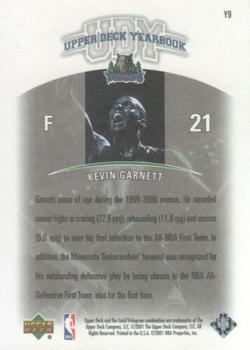 2000-01 Upper Deck Legends - Yearbook (UDY) #Y9 Kevin Garnett Back