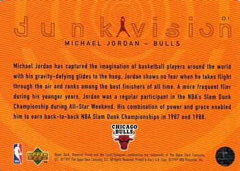 1997-98 Upper Deck Diamond Vision - Dunk Vision #D1 Michael Jordan Back