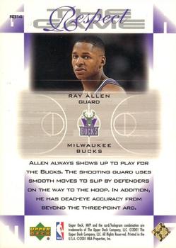 2001-02 Upper Deck MVP - Respect the Game #RG14 Ray Allen Back