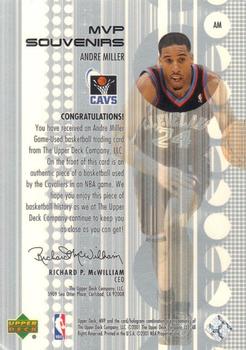 2001-02 Upper Deck MVP - Souvenirs #AM Andre Miller Back