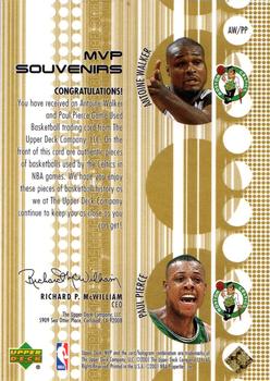 2001-02 Upper Deck MVP - Souvenirs Combos Gold #AW/PP Antoine Walker / Paul Pierce Back